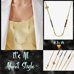 NWT Tory Burch Kira 18K Gold-Plate & Enamel Long Necklace